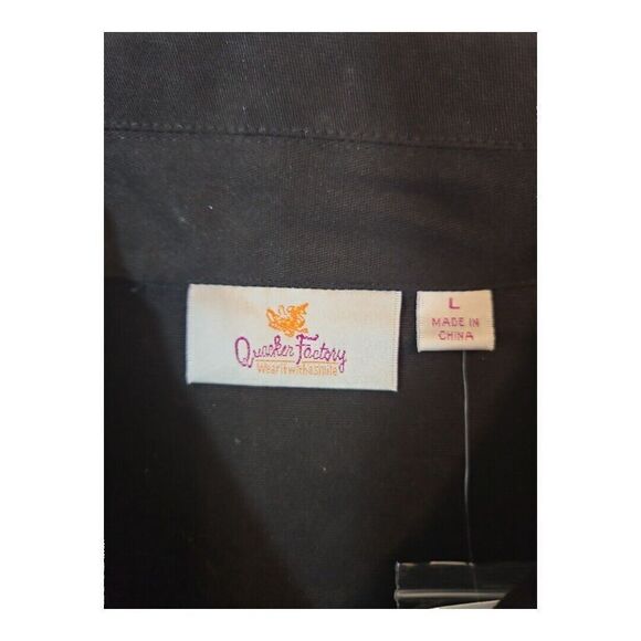 Quacker Factory Black Rhinestone Western Denim Style Vest Lg - Picture 3 of 8